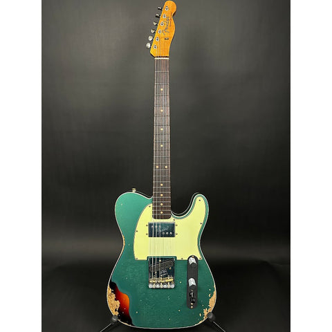 Fender Custom Shop Limited Edition Cunife Tele Custom Heavy Relic - Aged Sherwood Green Metallic over 3-Color Sunburst -