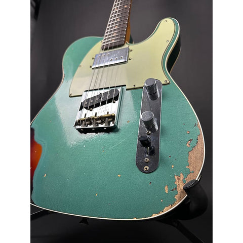 Fender Custom Shop Limited Edition Cunife Tele Custom Heavy Relic - Aged Sherwood Green Metallic over 3-Color Sunburst -