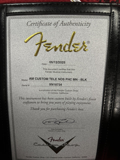 Fender Custom Shop Custom Telecaster NOS Painted Headcap - Black -