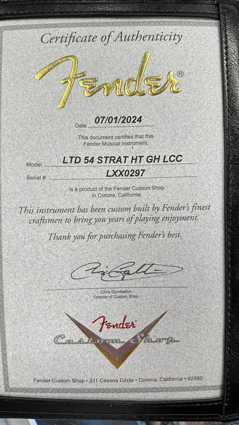 Fender Custom Shop Limited Edition 1954 Stratocaster Hardtail Gold Hardware Deluxe Closet Classic - Black -