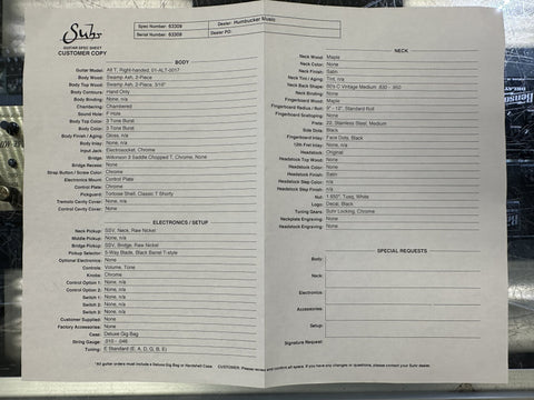 2020s Suhr Alt T - 3 Tone Burst -
