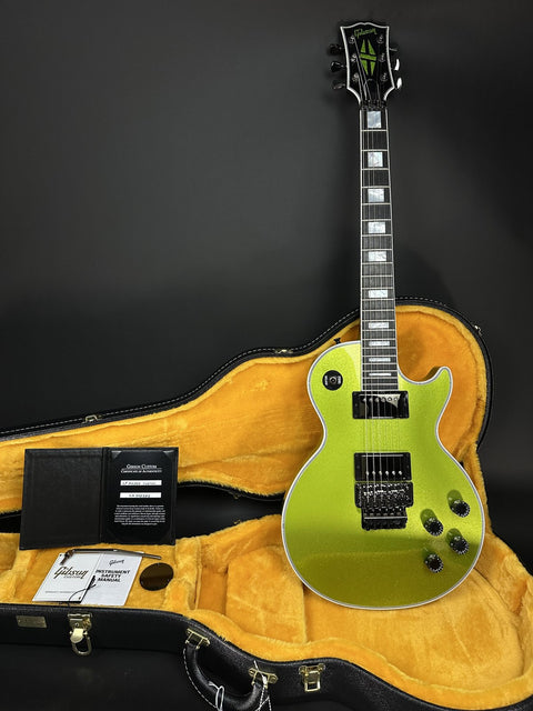 Gibson Custom M2M Les Paul Axcess Custom - Gecko Green Sparkle w/ Black Hardware, Double Stinger & Floyd Rose -