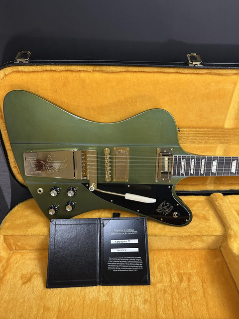 Gibson Custom M2M 1963 Firebird V w/ Maestro Vibrola - Verdoro Green over Pelham Blue Gold Hardware -