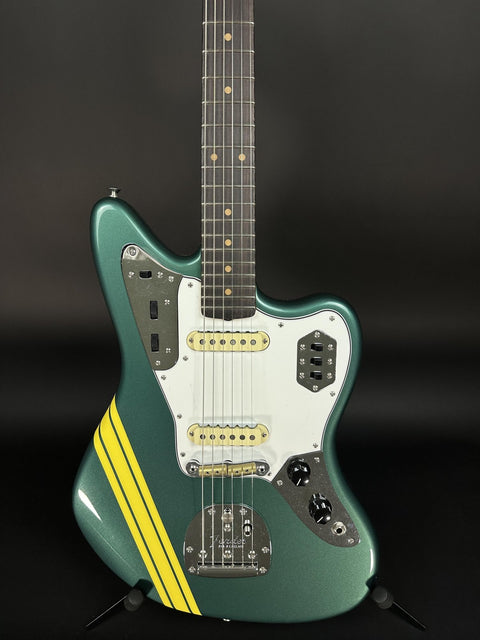 Fender Custom Shop 1962 Jaguar Time Capsule - Aged Sherwood Green Metallic with Graffiti Yellow Competition Stripe -