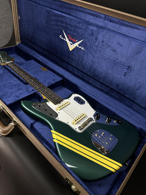 Fender Custom Shop 1962 Jaguar Time Capsule - Aged Sherwood Green Metallic with Graffiti Yellow Competition Stripe -