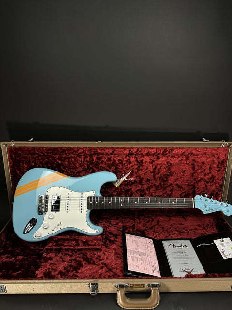Fender Custom Shop 1963 Stratocaster Time Capsule - Daphne Blue with Capri Orange Competition Stripe