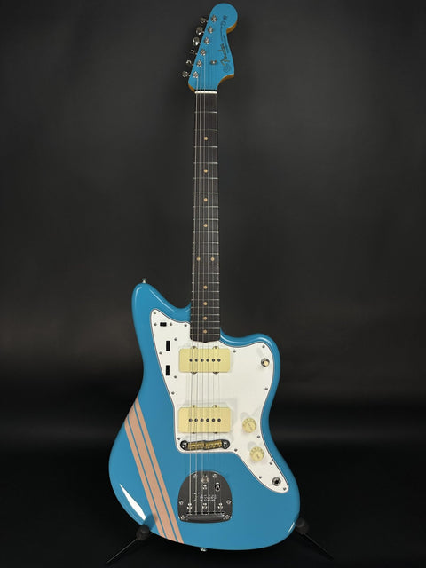 Fender Custom Shop 1962 Jazzmaster Time Capsule Painted Headcap - Taos Turquoise w/ Dirty Shell Pink Competition Stripe -