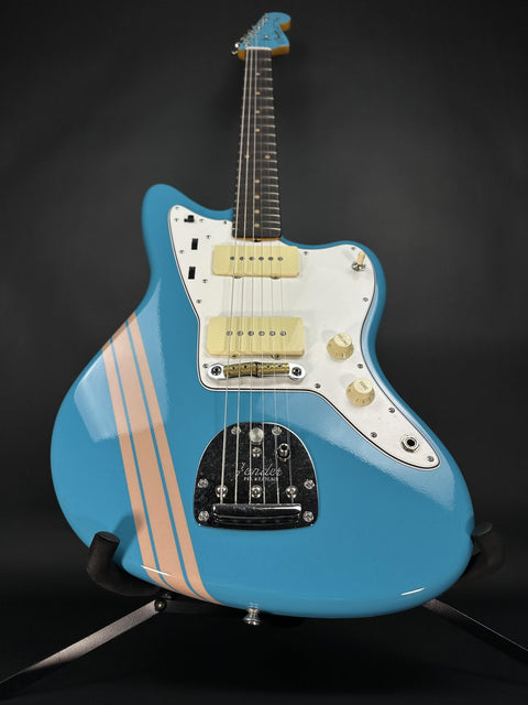 Fender Custom Shop 1962 Jazzmaster Time Capsule Painted Headcap - Taos Turquoise w/ Dirty Shell Pink Competition Stripe -