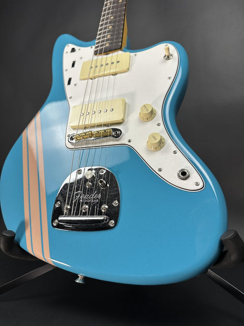 Fender Custom Shop 1962 Jazzmaster Time Capsule Painted Headcap - Taos Turquoise w/ Dirty Shell Pink Competition Stripe -