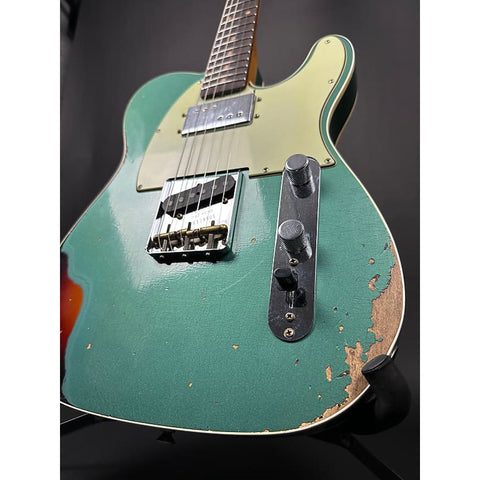 Fender Custom Shop Limited Edition Cunife Tele Custom Heavy Relic - Aged Sherwood Green Metallic over 3-Color Sunburst - 