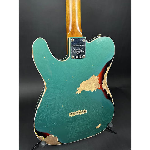 Fender Custom Shop Limited Edition Cunife Tele Custom Heavy Relic - Aged Sherwood Green Metallic over 3-Color Sunburst - 