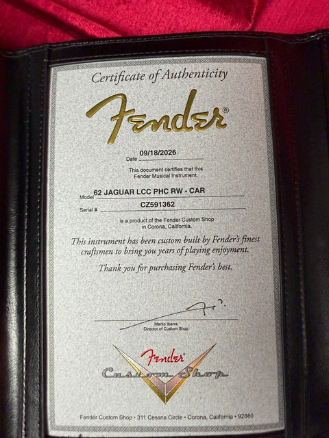 Fender Custom Shop 1962 Jaguar Deluxe Closet Classic Gold Hardware - Candy Apple Red
