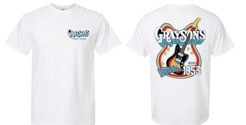 PRESALE Grayson's Psychadelic Retro Band Tee w/ Back Graphic - Non-Distressed White -