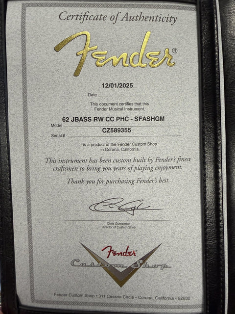 Fender Custom Shop 1962 Jazz Bass Closet Classic - Super Faded Aged Sherwood Green Metallic -