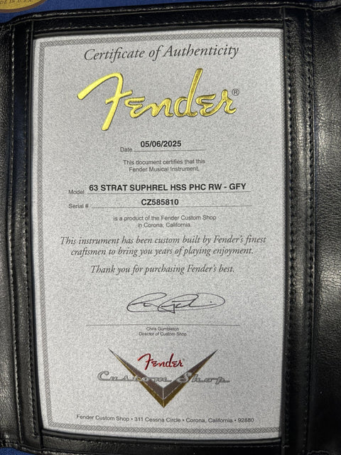 Fender Custom Shop 1963 Stratocaster Super Heavy Relic HSS - Graffiti Yellow w/ Daphne Blue Competition Stripe -