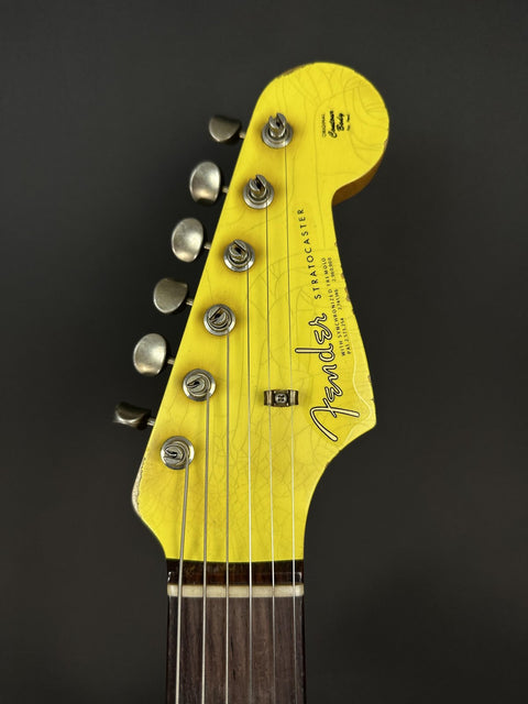 Fender Custom Shop 1963 Stratocaster Super Heavy Relic HSS - Graffiti Yellow w/ Daphne Blue Competition Stripe -