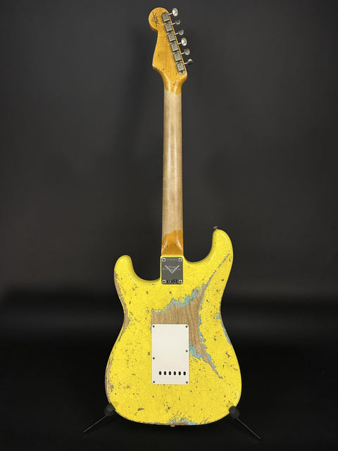 Fender Custom Shop 1963 Stratocaster Super Heavy Relic HSS - Graffiti Yellow w/ Daphne Blue Competition Stripe -