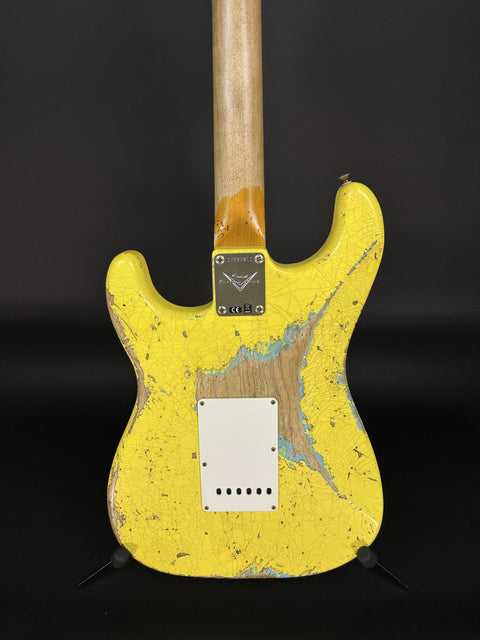 Fender Custom Shop 1963 Stratocaster Super Heavy Relic HSS - Graffiti Yellow w/ Daphne Blue Competition Stripe -