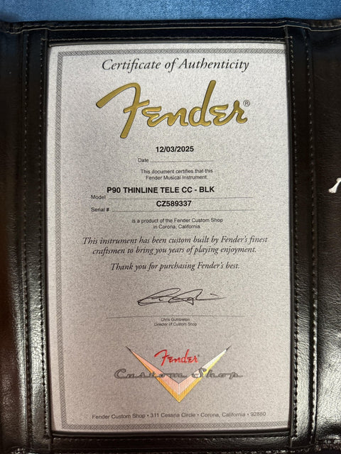 Fender Custom Shop P90 Thinline Telecaster Closet Classic - Black -