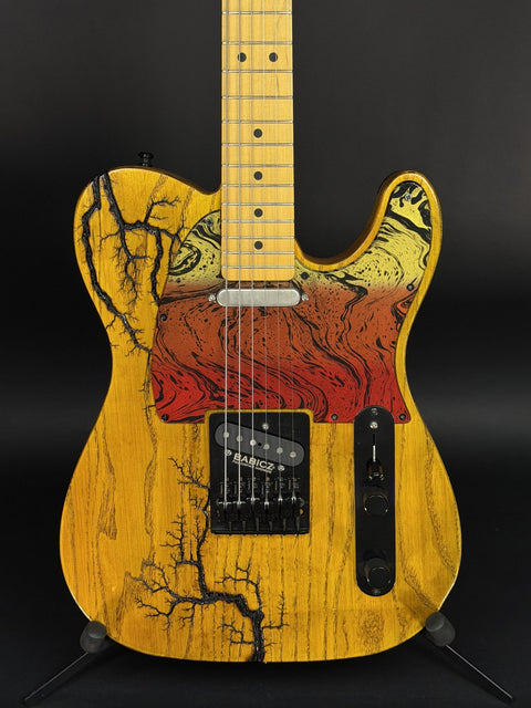 MB Guitars T-Style Partscaster Crackle - Natural Ash w/ Art Pickguard