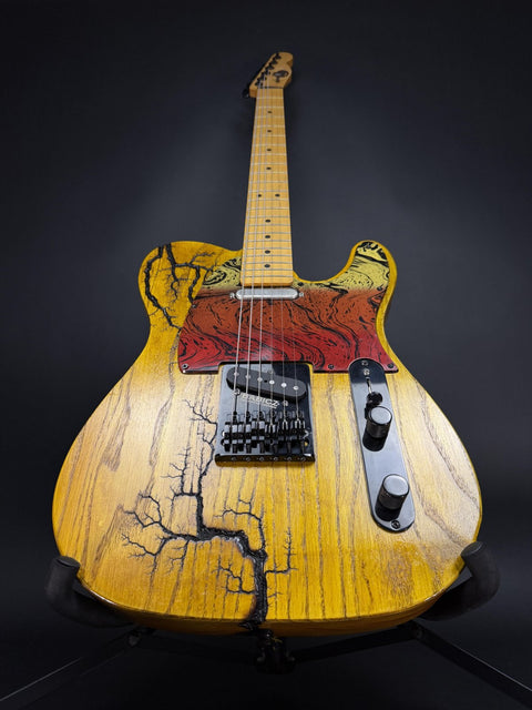 MB Guitars T-Style Partscaster Crackle - Natural Ash w/ Art Pickguard