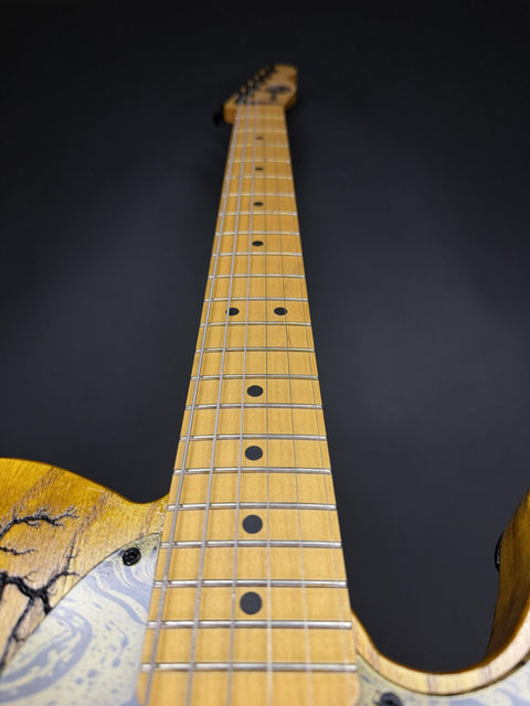 MB Guitars T-Style Partscaster Crackle - Natural Ash w/ Art Pickguard