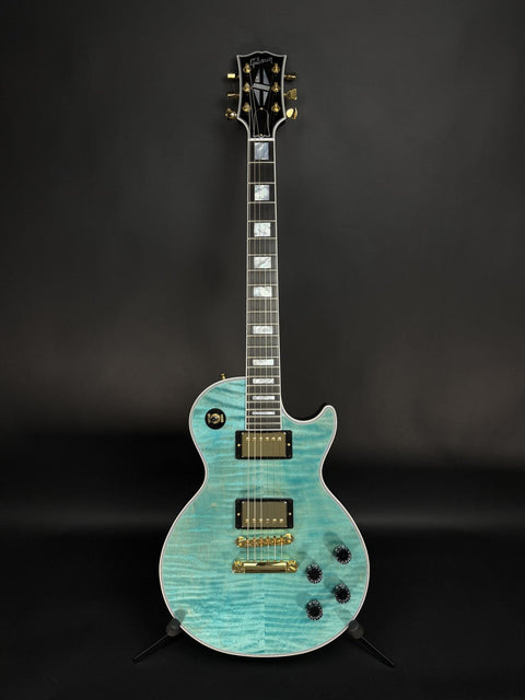 Gibson Custom Les Paul Axcess Custom Figured Top - Caribbean Blue Gold Hardware Gloss