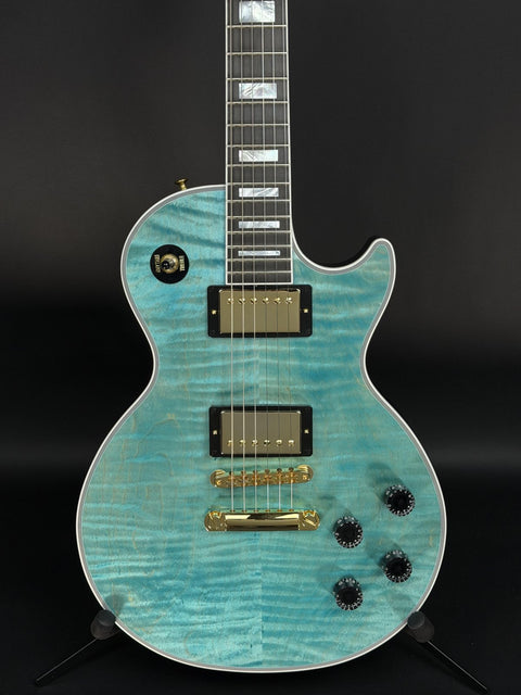 Gibson Custom Les Paul Axcess Custom Figured Top - Caribbean Blue Gold Hardware Gloss