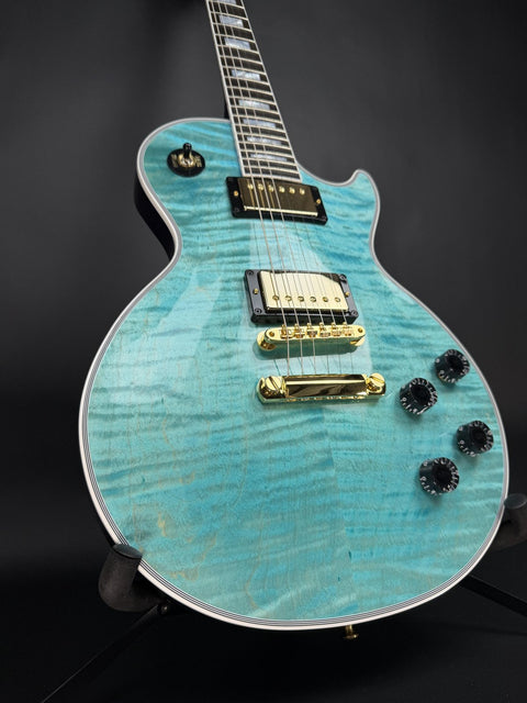 Gibson Custom Les Paul Axcess Custom Figured Top - Caribbean Blue Gold Hardware Gloss