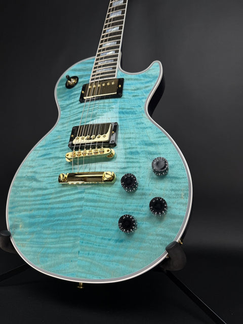 Gibson Custom Les Paul Axcess Custom Figured Top - Caribbean Blue Gold Hardware Gloss