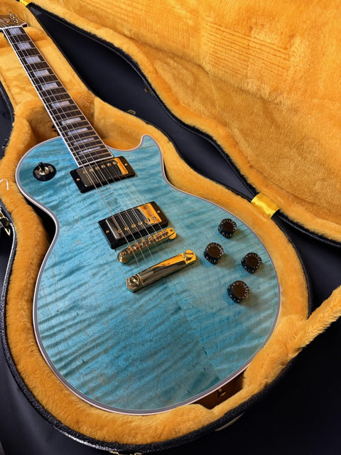 Gibson Custom Les Paul Axcess Custom Figured Top - Caribbean Blue Gold Hardware Gloss