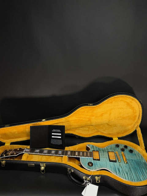 Gibson Custom Les Paul Axcess Custom Figured Top - Caribbean Blue Gold Hardware Gloss