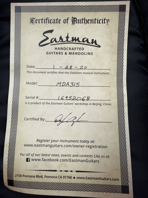 2020 Eastman MDA315 Mandola - Classic -