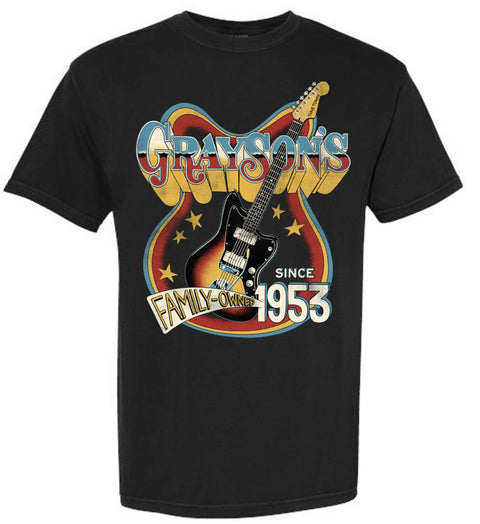 PRESALE Grayson's Psychadelic Retro Band Tee w/ Front Graphic - Distressed Black -