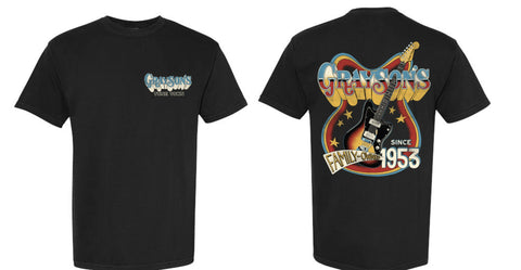 Grayson's YOUTH Psychadelic Retro Band Tee w/ Back Graphic - Distressed Black -