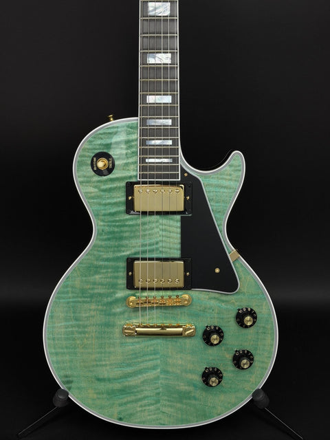 Gibson Custom M2M 1968 Les Paul Custom Reissue Gloss Gold Hardware - Aqua