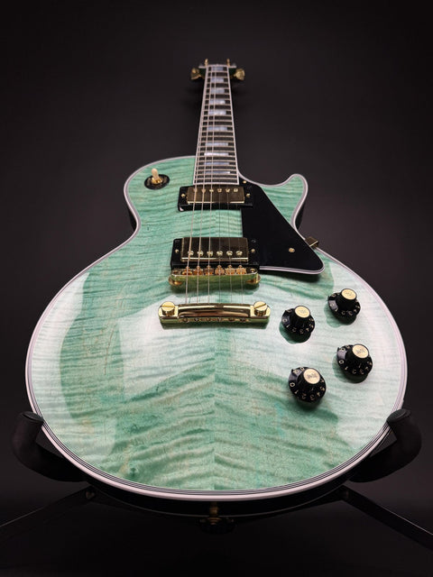 Gibson Custom M2M 1968 Les Paul Custom Reissue Gloss Gold Hardware - Aqua