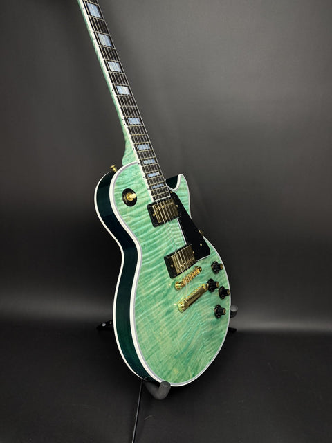 Gibson Custom M2M 1968 Les Paul Custom Reissue Gloss Gold Hardware - Aqua