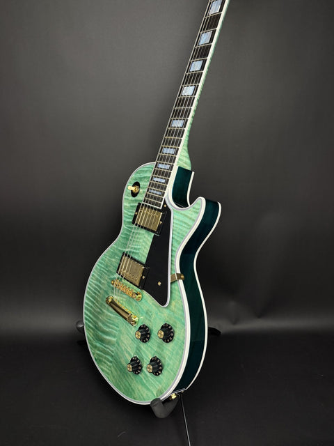 Gibson Custom M2M 1968 Les Paul Custom Reissue Gloss Gold Hardware - Aqua