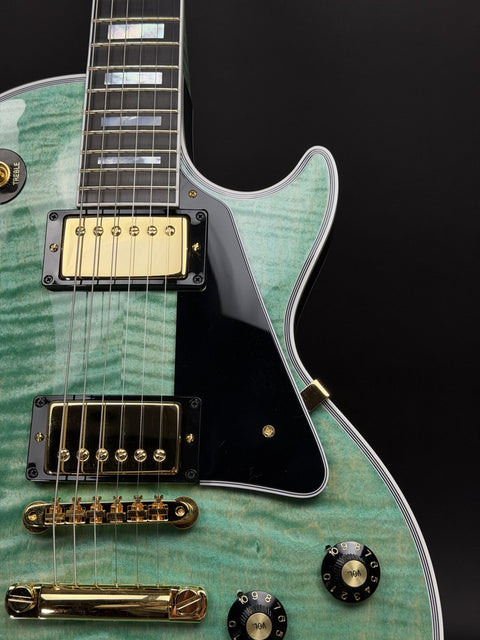 Gibson Custom M2M 1968 Les Paul Custom Reissue Gloss Gold Hardware - Aqua