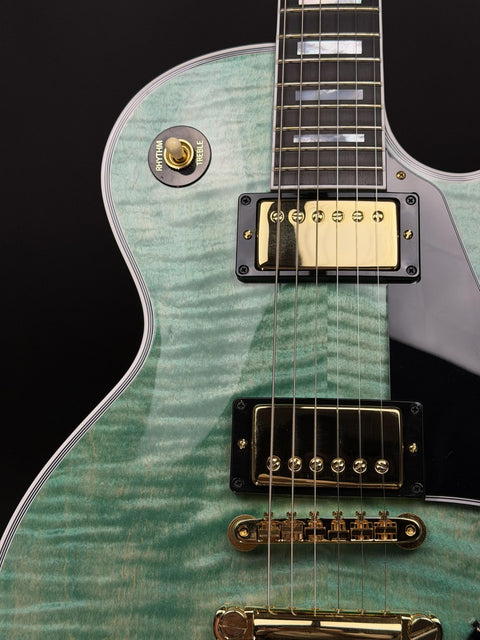 Gibson Custom M2M 1968 Les Paul Custom Reissue Gloss Gold Hardware - Aqua