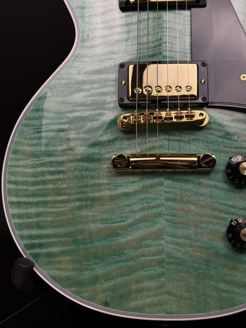 Gibson Custom M2M 1968 Les Paul Custom Reissue Gloss Gold Hardware - Aqua