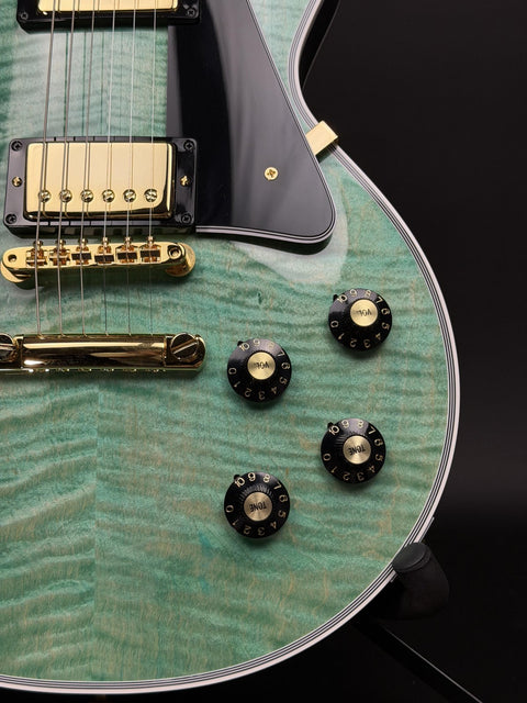 Gibson Custom M2M 1968 Les Paul Custom Reissue Gloss Gold Hardware - Aqua
