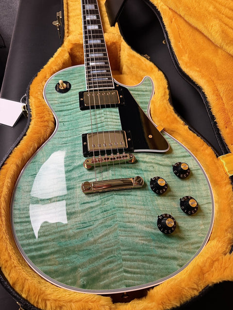Gibson Custom M2M 1968 Les Paul Custom Reissue Gloss Gold Hardware - Aqua
