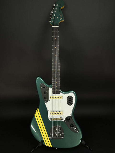 Fender Custom Shop 1962 Jaguar Time Capsule - Aged Sherwood Green Metallic with Graffiti Yellow Competition Stripe -