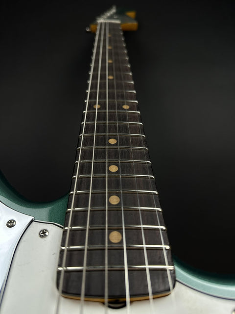 Fender Custom Shop 1962 Jaguar Time Capsule - Aged Sherwood Green Metallic with Graffiti Yellow Competition Stripe -