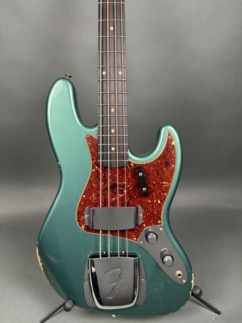 Fender Custom Shop 1962 Jazz Bass Time Machine - Aged Sherwood Green Metallic - 