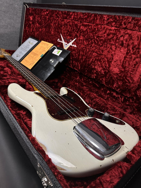 2021 Fender Custom Shop Limited Edition 1960 Jazz Bass Relic - Aged Olympic White -