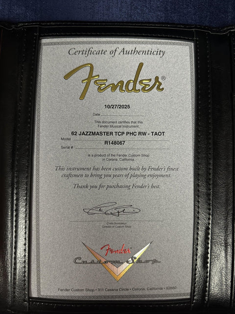 Fender Custom Shop 1962 Jazzmaster Time Capsule Painted Headcap - Taos Turquoise w/ Dirty Shell Pink Competition Stripe -