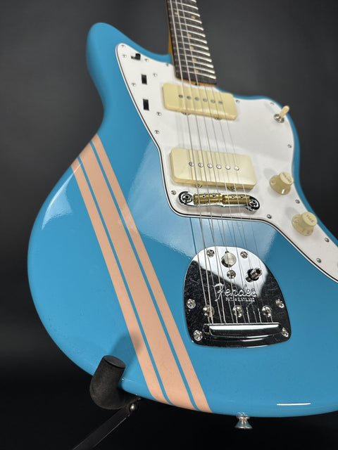 Fender Custom Shop 1962 Jazzmaster Time Capsule Painted Headcap - Taos Turquoise w/ Dirty Shell Pink Competition Stripe -